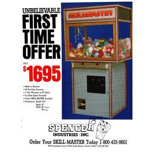 Spencer Skillmaster Claw Machine Ad 1980s Arcade Game